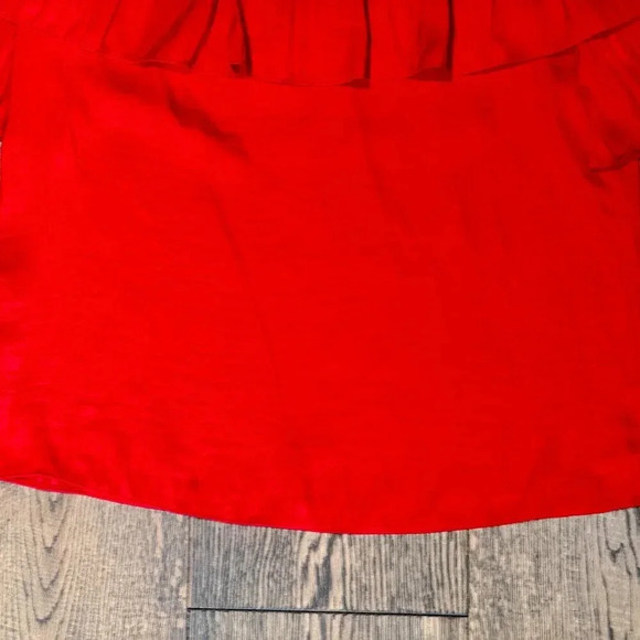 MAJE Locao Off the Shoulder Ruffle Top Size 1 Small Red Boho Satin Festival READ - Picture 6 of 15
